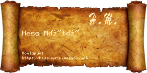 Hess Máté névjegykártya